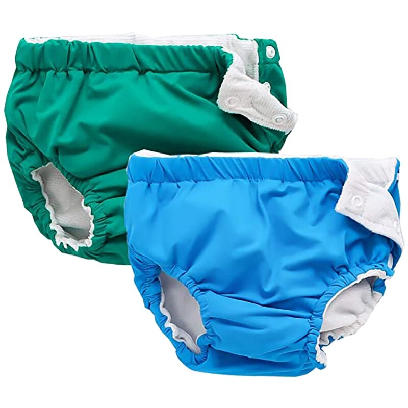 Svømmebleer baby genanvendelige 2- pak vaskbare bukser til 0-3 år drenge piger svømmeundervisning bruser bule & grøn