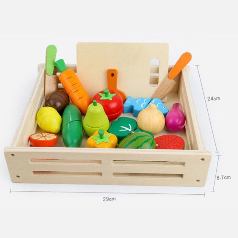Houten Kinderen Puzzel Vroege Onderwijs Speelhuis Speelgoed Simulatie Fruit En Groente Snijdt