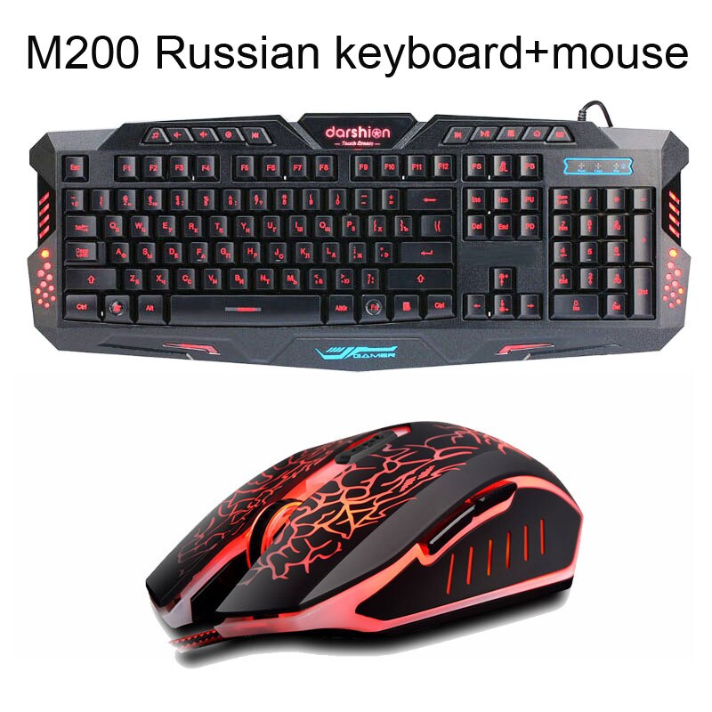 hinterleuchtet Russisch/Englisch Spielen Tastatur + Riss Spielen Maus 6 Tasten Atmen Licht Bunte Mäbenutzen: Russina hinterleuchtet