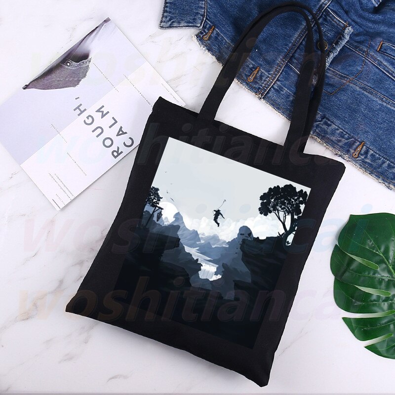 Untracked Ruben fle&quot;decal Drake Shopping Bag donna Tote Bag in tela Eco Bag Shopper borse a tracolla nero: C