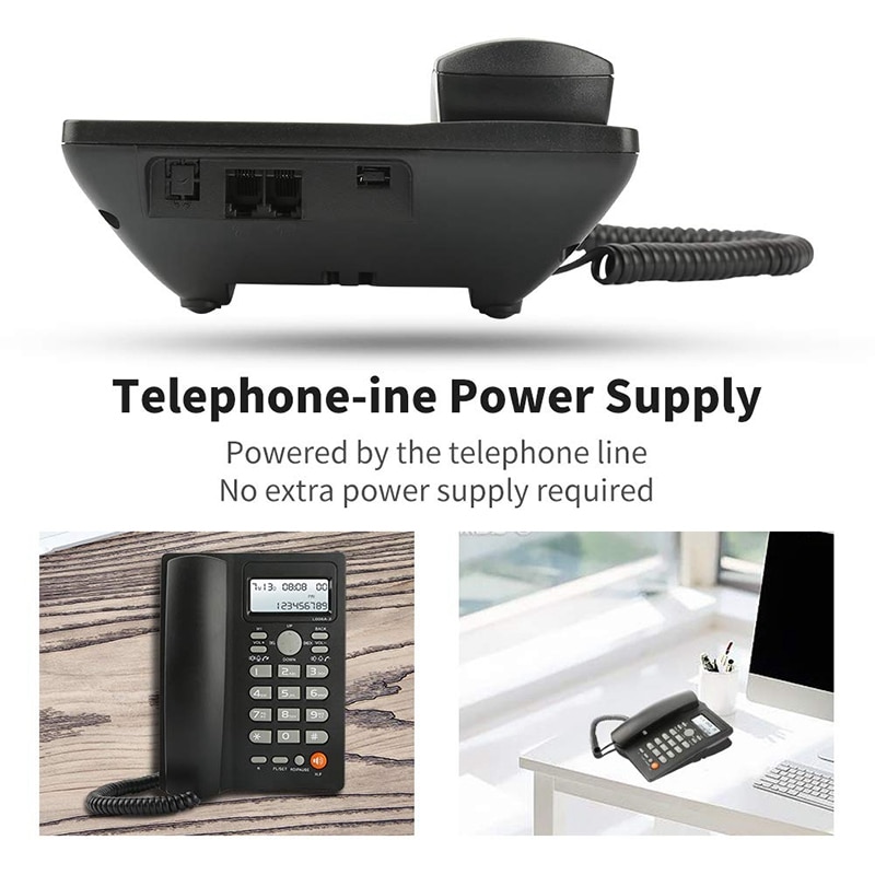 Desktop Draadgebonden Telefoon Met Caller Id Display, Bedrade Vaste Telefoon Voor Thuis/Hotel/Kantoor, verstelbare Volume, Real Time Datum W