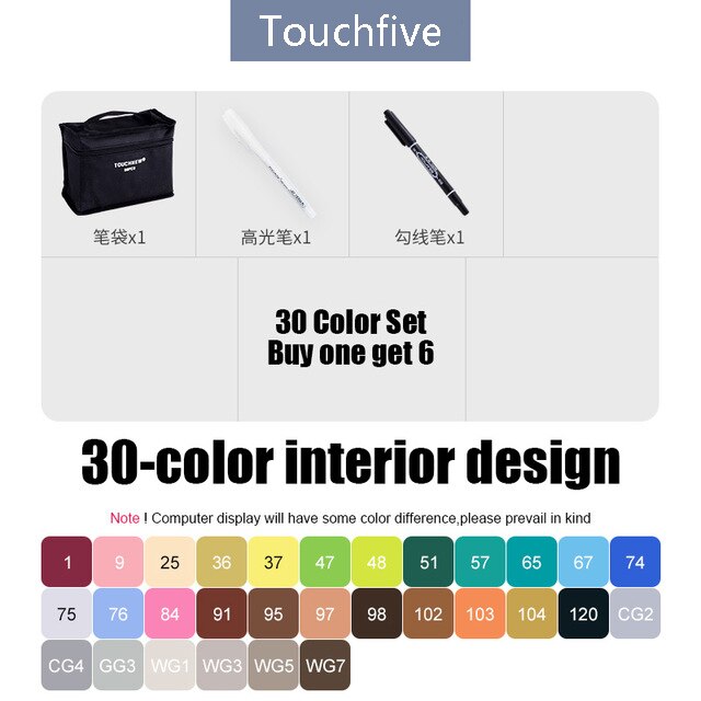 Touchfive Marker 30/40/60/80 Farben Kunst Marker Set Fettige Alkohol Basierend Skizze Marker Stift für künstler Zeichnung Manga Animation