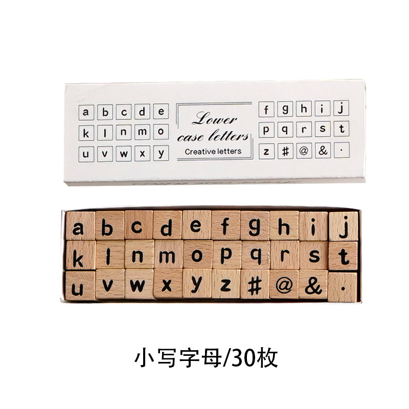 Sellos de goma de madera con letras del alfabeto, juego de decoración para diario, manualidades, álbum de recortes, fabricación de tarjetas: 5