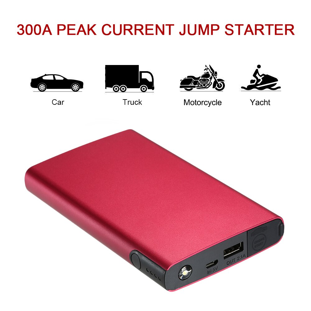 Portable Auto Battery Booster Kit Car Jump Starter Emergency Power Pack Phone Charger with Smart Charging Port Car Accessories