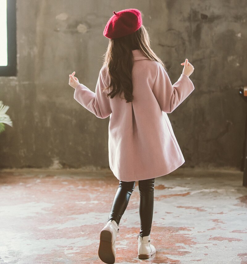 Veste d'hiver en laine pour fille, manteau , vêtements d'extérieur, à la , pour enfant de 4 6 8 10 12 13 ans