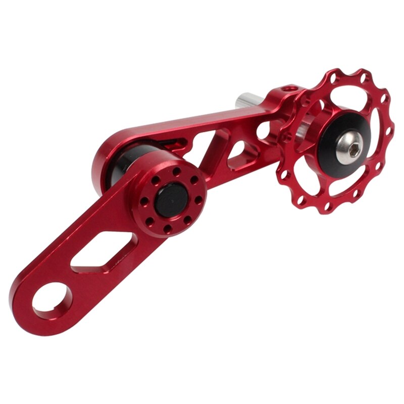 Litepro Folding Bicycle Chain Tensioner，Aluminum Alloy Rear Derailleur Chain Tensioner ，with Sprocket Folding Bike Guide Wheel: red
