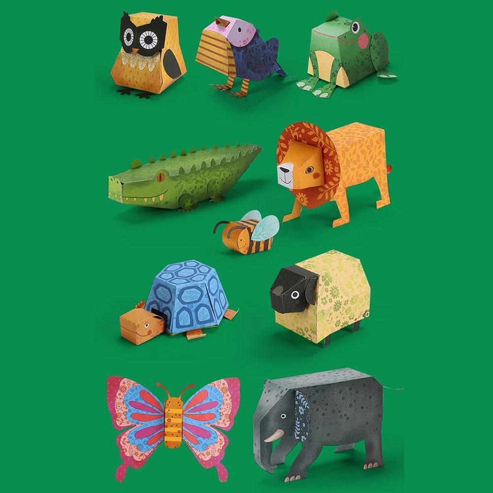 Rompecabezas de dibujos animados para niños, libro de papiroflexia, juguete de arte Hecho A Mano, doble cara, Animal, , patrón de Origami, S5K5