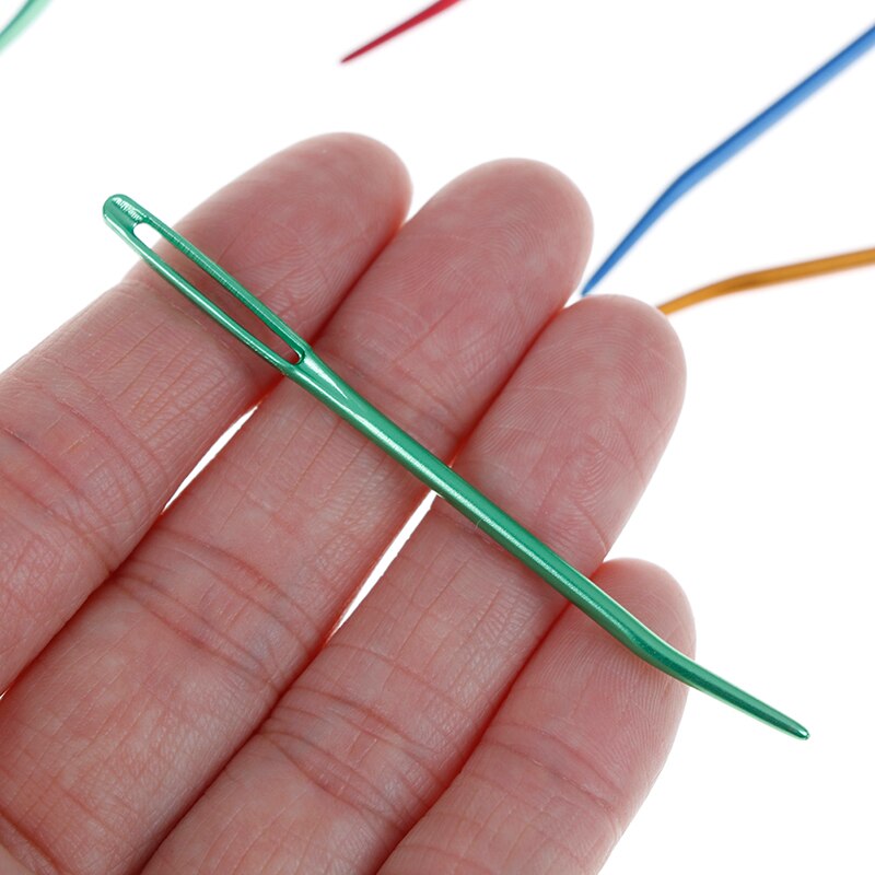 2pcs Aluminum Bent Tip Tapestry Darning Knitting Needles Big Eye Yarn Knitting Needle Needlework Crafts Sewing Bent Needle