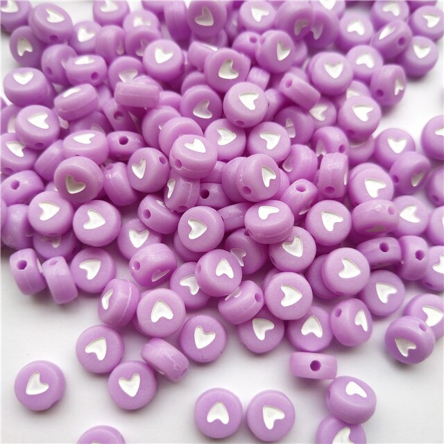 100pcs/lot 7mm Round Acrylic Spacer Beads Love Heart Beads For Jewelry Making DIY Handmade Charms Bracelet Accessories: Purple