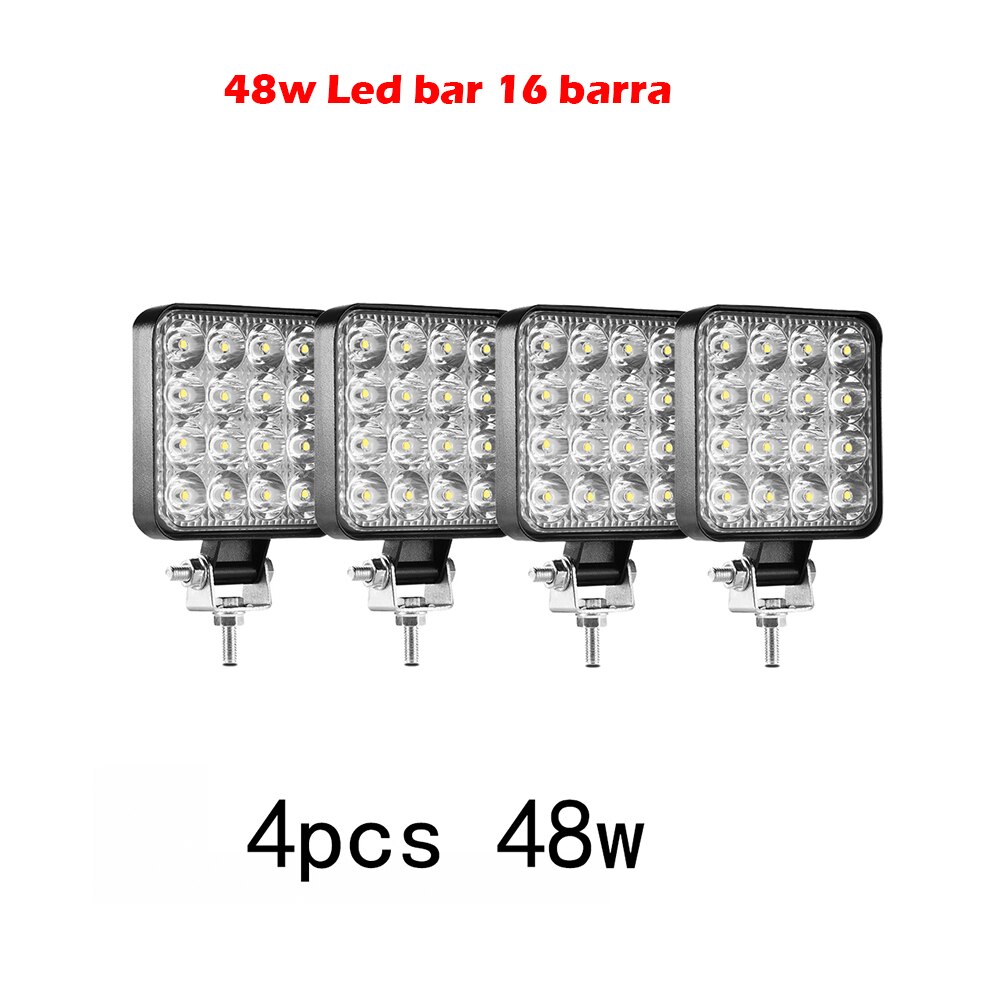 12V 24V Led Car Work Light Bar 48w Led Bar 16 barra Led Car Light for 4x4 Led Bar Offroad SUV ATV Tractor Boat Trucks Excavator: 4x 48W work light