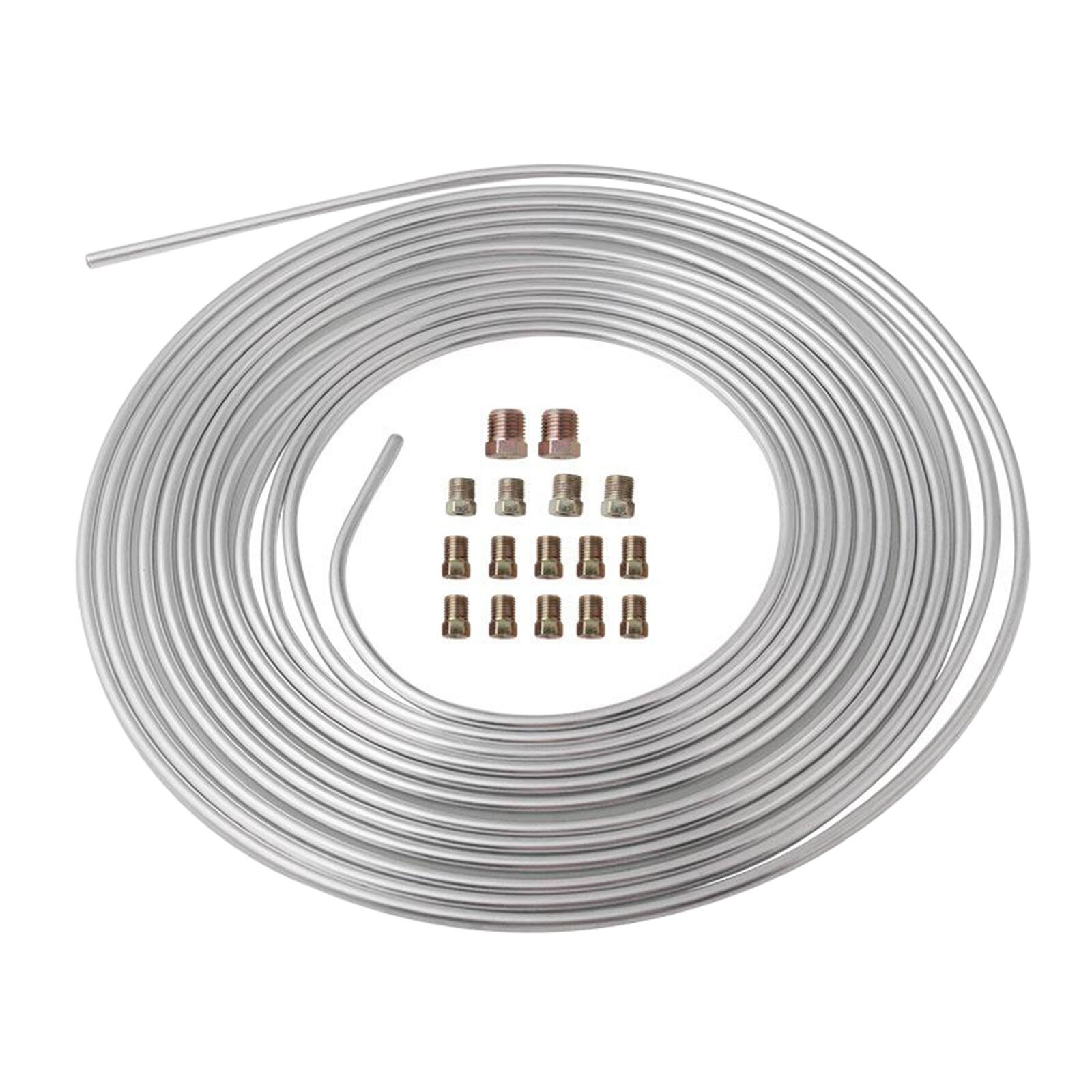 Universal Nickel Brake Line Tubing Kit 3/16 OD 25 Foot Coil Roll all Size Fittings
