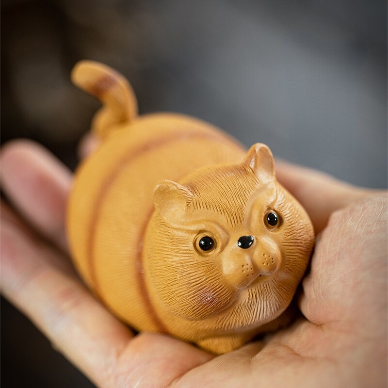 Purple Clay Tea pet Can be raised by hand Cute cat beckoning cat Tea set accessories Tea play tea table decoration
