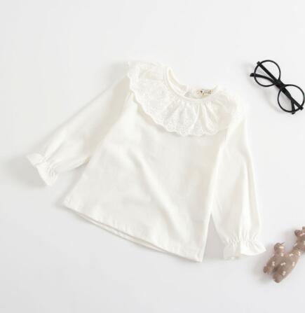 Baby meisjes geborduurde bloemen breien sweaterround kraag trui baby mooie bloemen jas kids: WHITE / 6m