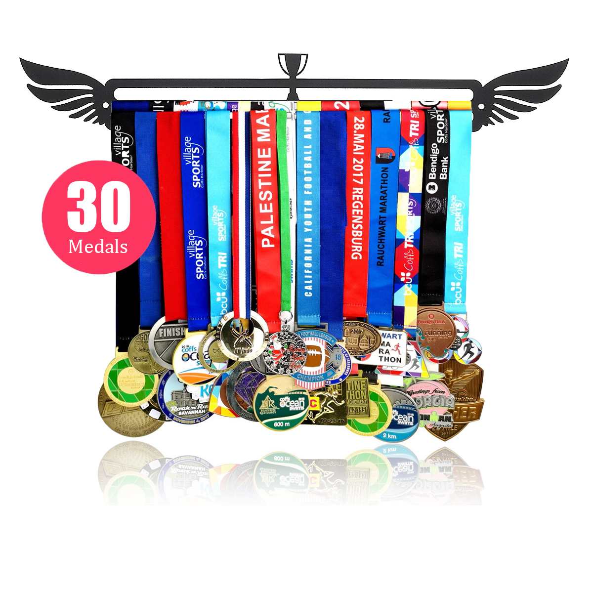 30+ Medals Medal Hanger Medal Holder Display Rack Running Swimming Gym Marathons Bike Sport Medal wings Decoration