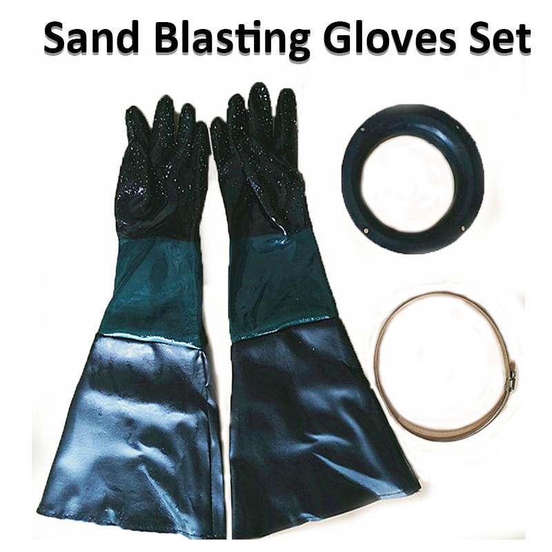1 Paar Zandstralen Handschoenen 60Cm Handschoen Met Afdichting Rubber Ring Zandstraal Kabinet Onderdelen Zand Blaster Handschoenen