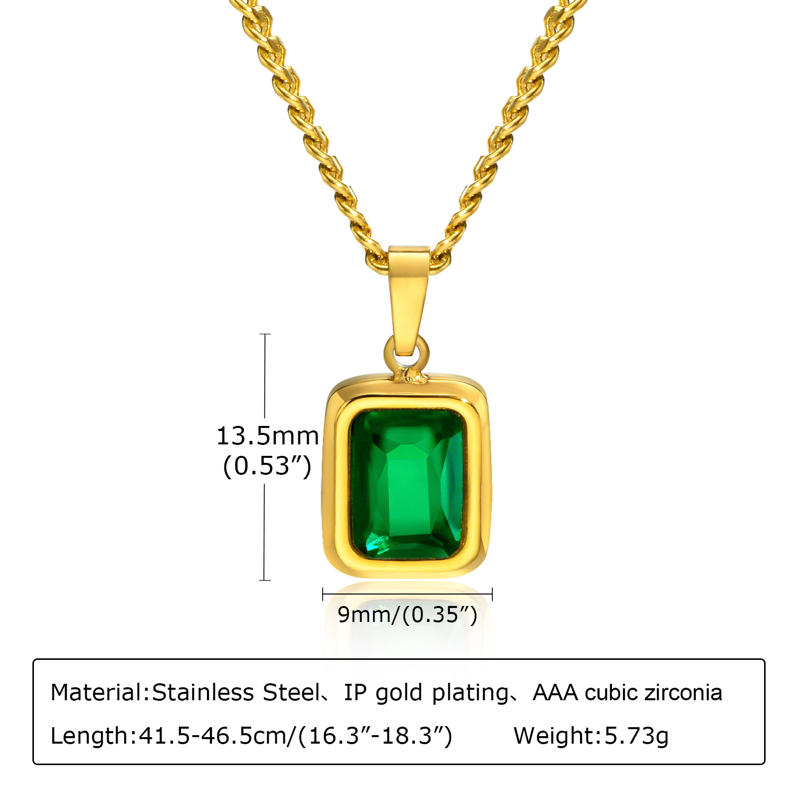 retro grüNe Zirkon Anhänger Halskette für Frauen, Kristallstein Kette Edelstahl vergoldet Luxus Geburtstagsgeschenke: Stahl farbe