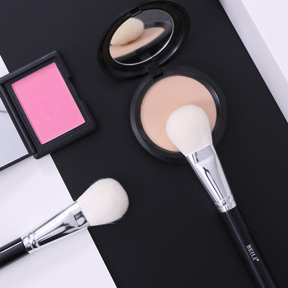 Beili 1 stuk zwarte synthetische nano-wolvezel blush contourkwast multifunctionele losse poeder enkele veganistische make-upkwasten