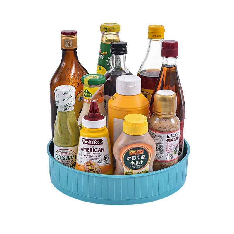 Lazy SusanTurntable Plastic Spinner for Kitchen Cabinet 360 Rotating Spice Rack Cosmetic Makeup Snack Organizers Table Fridge: Blue