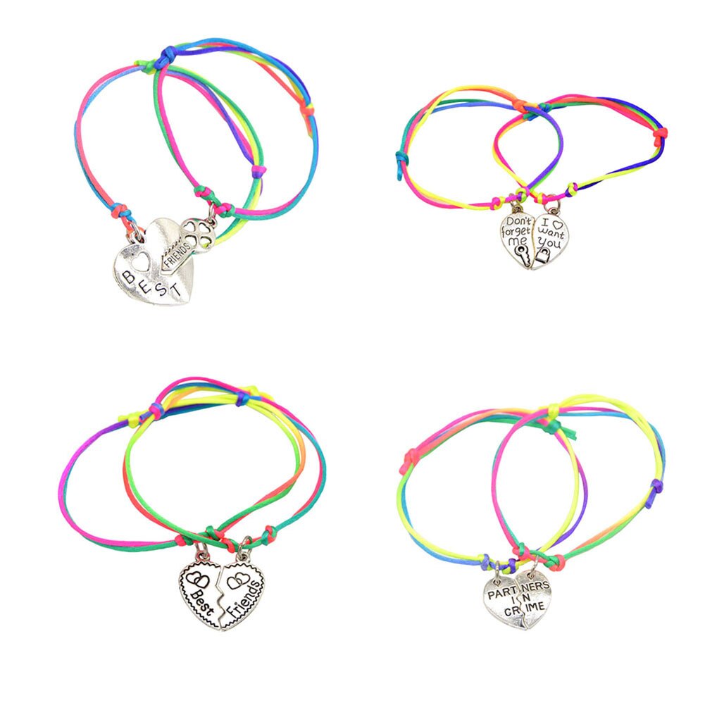 Mode Vrouwen Meisje Brief Gesneden Hart BFF Beste Vriend Bijpassende Armband 2