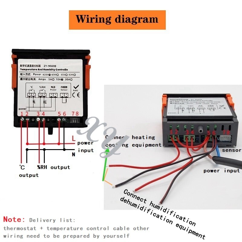 ZY-9080B Intelligent Digital Temperature Humidity Controller Electronic Control Switch for Greenhouse Incubation and Breeding