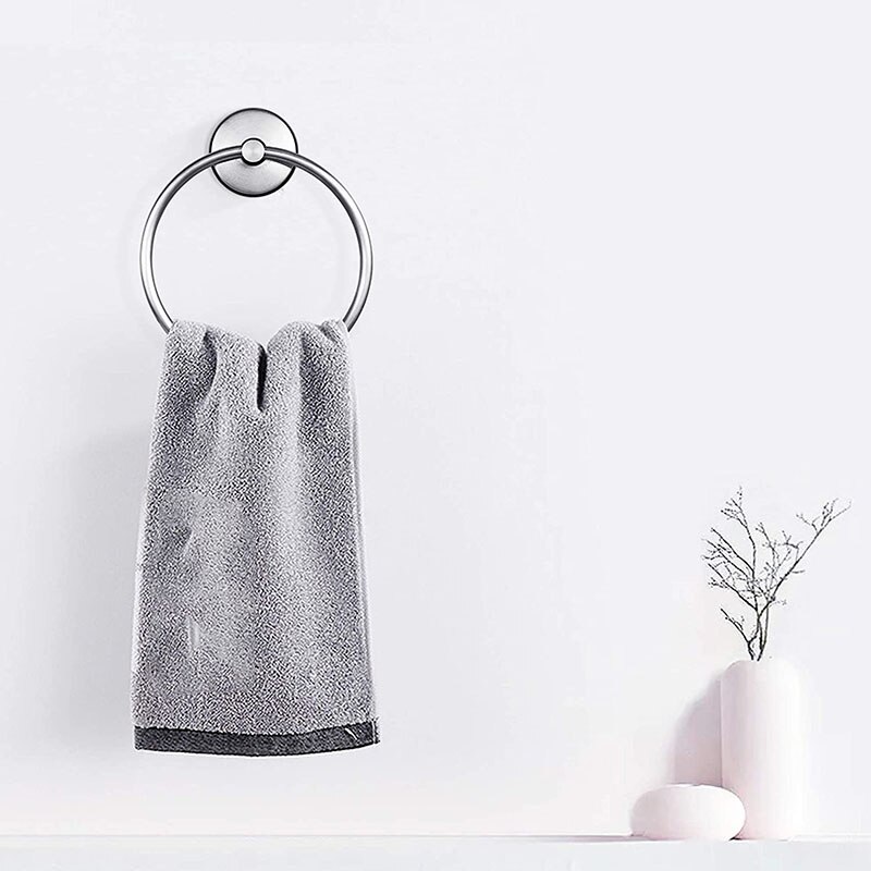 Zuignap Handdoek Ring Punch-Gratis 304 Roestvrij Staal Badkamer Wc Handdoekenrek Hanger Opknoping Ring