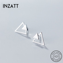 INZATT OL-pendientes de tuerca triangulares geométricos para mujer, Plata de Ley 925 auténtica de compromiso, joyería fina, accesorios de