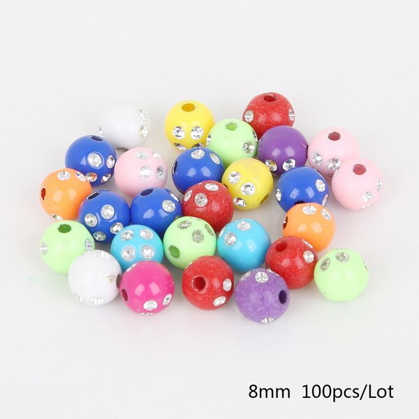 100 piece/lot 8mm Multi Colors Shiny Acrylic Round Beads For DIY Bracelets &amp; Necklaces Jewelry Makings: Random Mixed Color