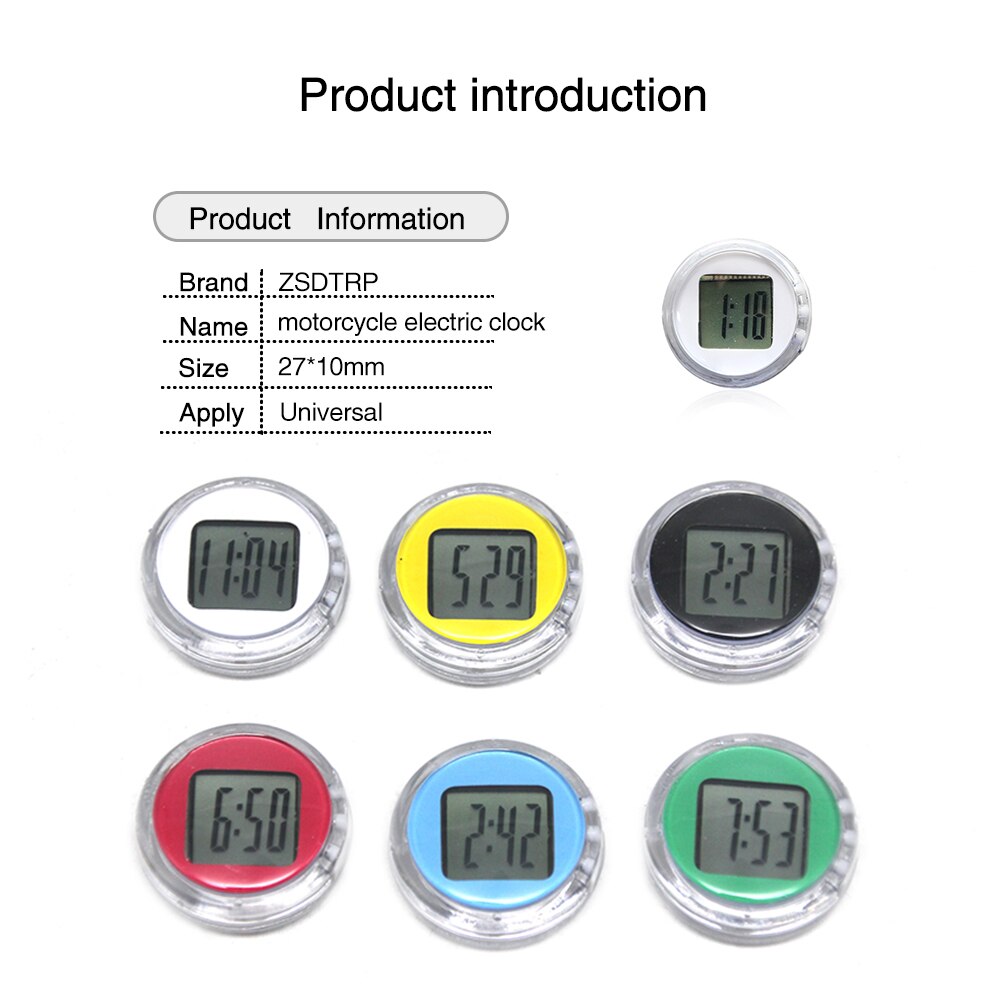 ZSDTRP Universal Motorcycle Clocks Watch Waterproof Stick-On Motorbike Mount Watch Moto Digital Clock