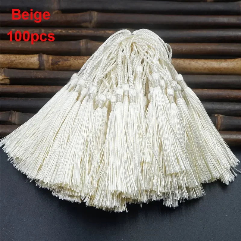 100 Uds. Borlas para marcapáginas, borlas artesanales suaves hechas a mano sedosas con bucles para manualidades DIY, marcapáginas para hacer joyas: Verde