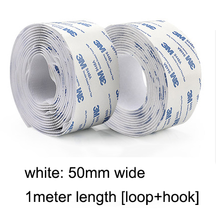 1Meter/Pairs Strong Self adhesive Hook and Loop Fastener Tape nylon sticker Hook adhesive with Glue for DIY 20/25/30/38/50mm: 50mm white 1meter