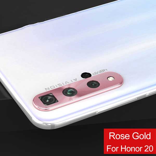 Funda protectora de cámara para Honor 20 funda para Huawei Honor 20 Pro 20i Magic 2 Nova 4 4E 3i 3E 3 funda de Metal para lente de teléfono: For Honor 20 / Rose Gold