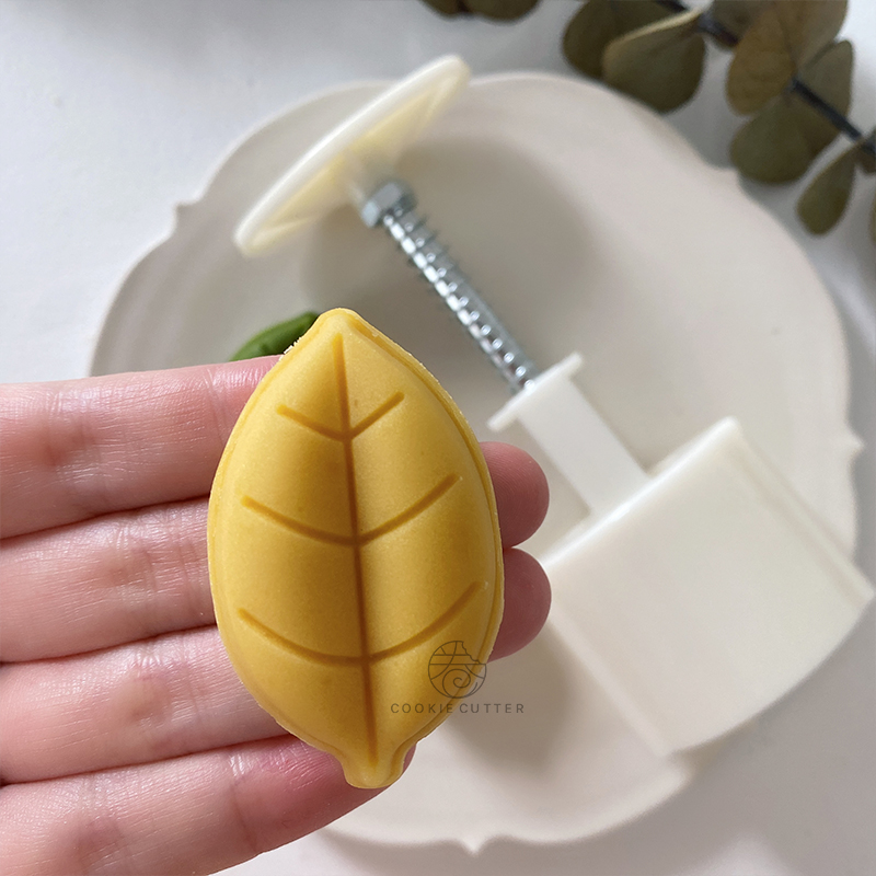 25-35g blad stempel mung bønne kage måne kage form kage udstikker wienerbrød dessert bageform fondant kage dekorationsværktøj genanvendelig