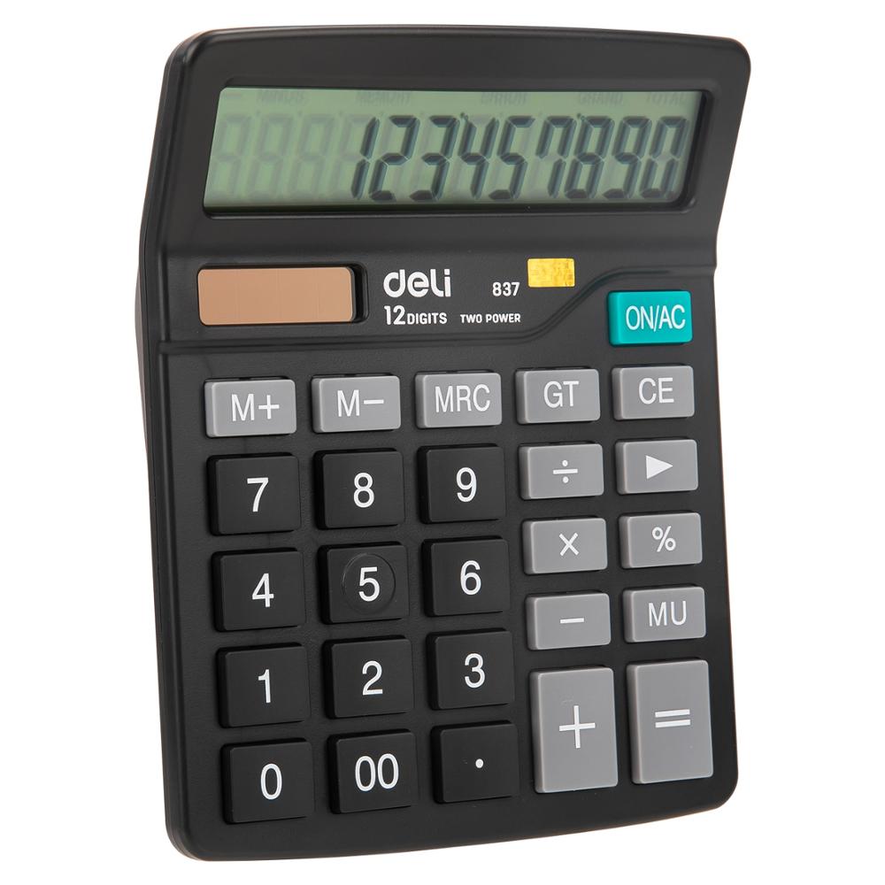 DELI 837 Portable Calculator Commercial Calculate Tool 12 Digits Dual power Desktop Mini Electronic Calculators Office supply
