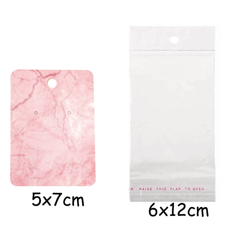 50pcs Paper Earring Display Cards with Self-Seal Bags Colorful Marbling DIY Handmade Packing Cards for Earring Stud Necklace: 04