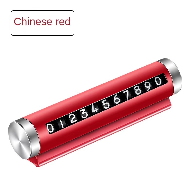 Metal Car Temporary Parking Card Universal Rotate Phone Number Plate Aluminum Stickers Park Stop in Car-styling Auto Accessories: Red