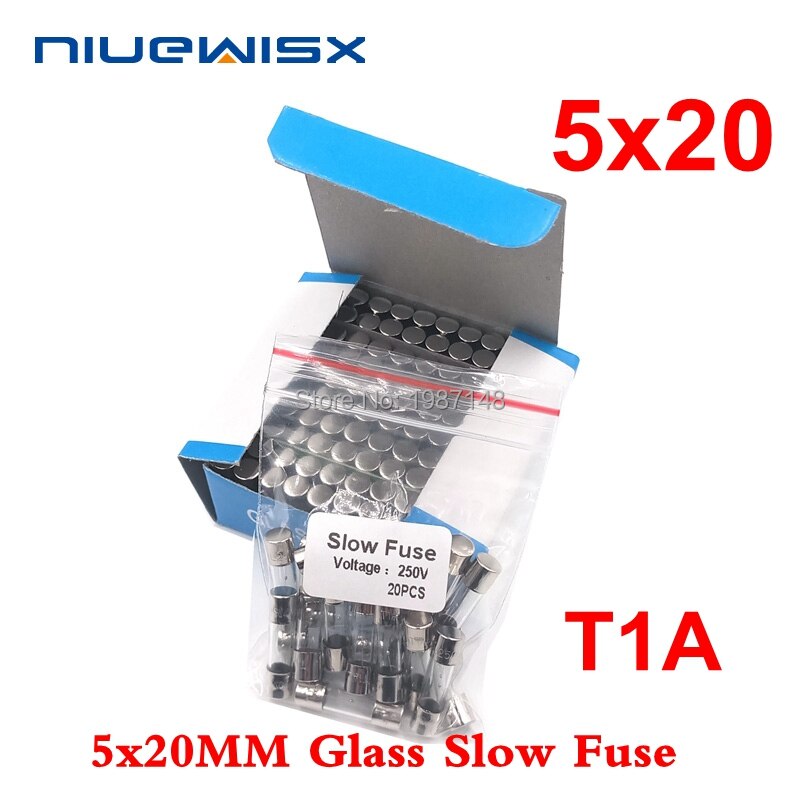 Fusible lent en verre, 5x20mm 1A 250V, 5x20 T1A 1000ma 250V, 20 pièces/lot, neuf et original,