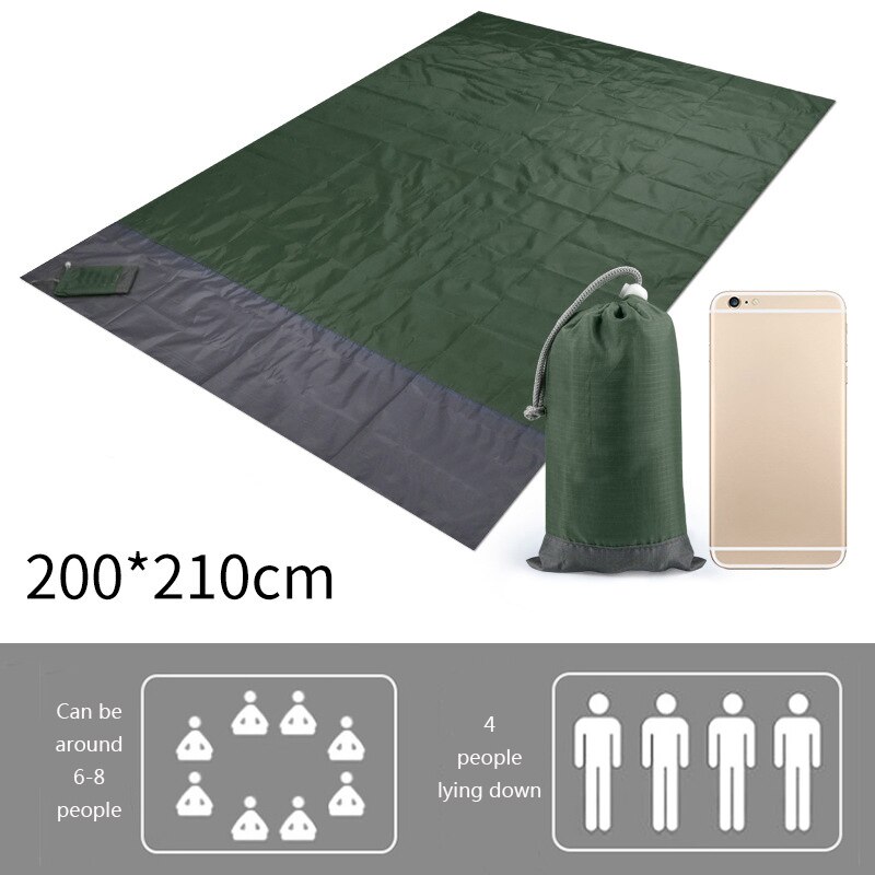 Esterilla de playa resistente al agua, manta con bolsillo para exteriores, portátil, Picnic, Camping, colchón, almohadilla para dormir, 2x2,1 m