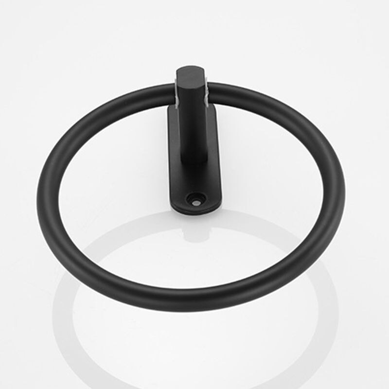 Zwarte Ruimte Aluminium Handdoekhouder Ronde Handdoekring Wall Mounted Handdoekenrek Plank Voor Home Hotel Badkamer Accessoires C7AD