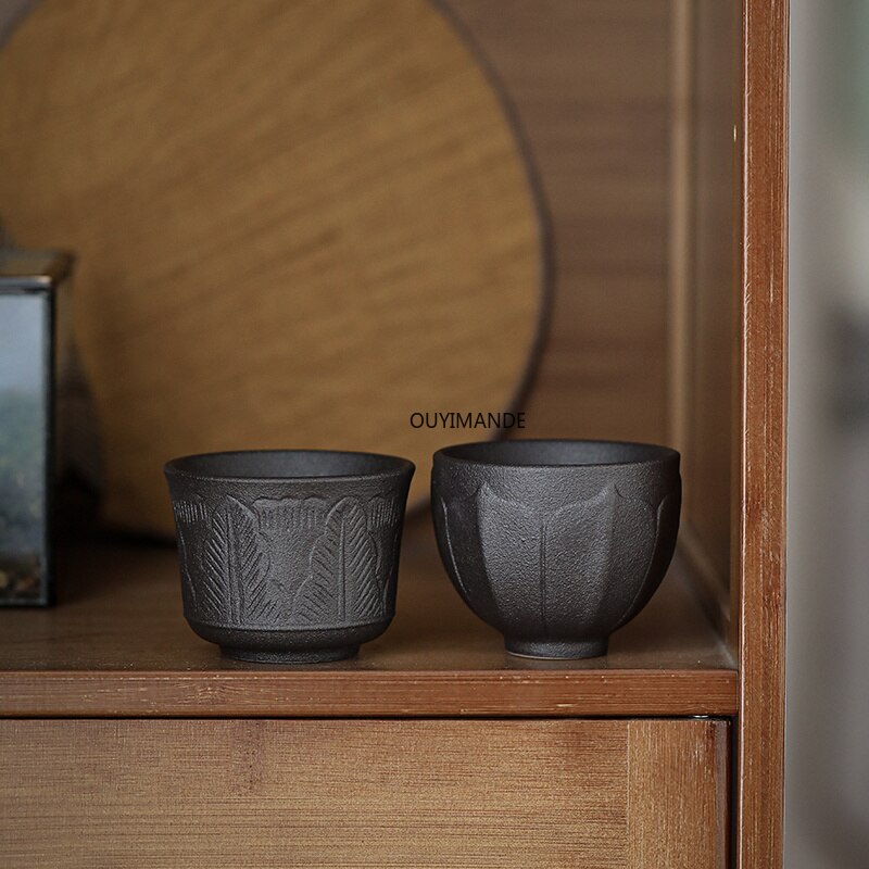 100ml Chinese Retro Style Black Pottery Tea Cup Coffee Cup Mug Chinese Ceramic Tea Set Porcelain