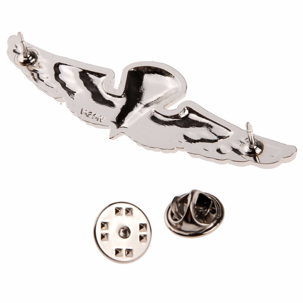 US U.S. NAVY PARACHUTE PARACHUTIST LANDINGS WINGS BADGE SILVER