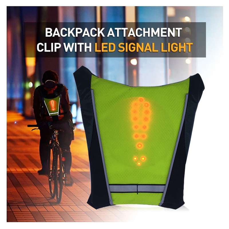 LED Running Safety Vest Turn Signal Bike LED Backpack Widget with Direction Indicator USB Rechargeable Bag Cycling Safety Light