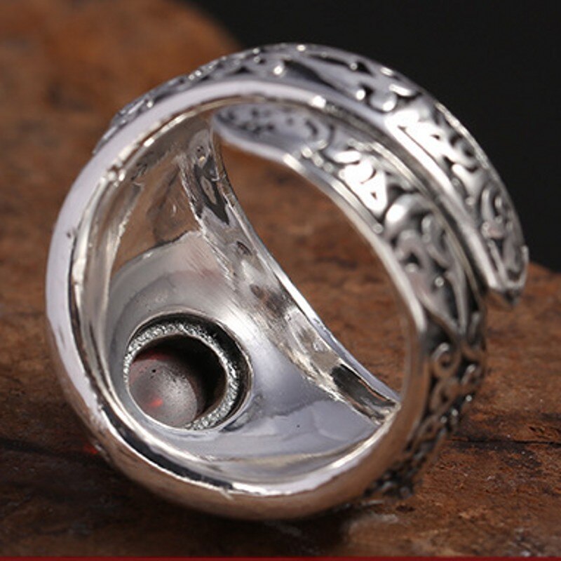 2019 nuovo 100% reale S990 sterling gioielli in argento granato anello in argento Thai argento retro pantaloni a vita bassa degli uomini anello di modo per uomo