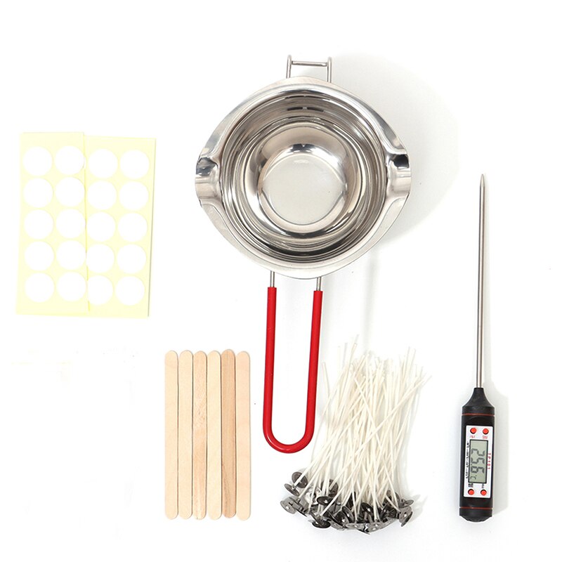 Candle Making Kit DIY Candles Craft Tools with Candle Make Pouring Pot and Spoon 50Pcs Candle Wicks and Candle Wicks Sticker