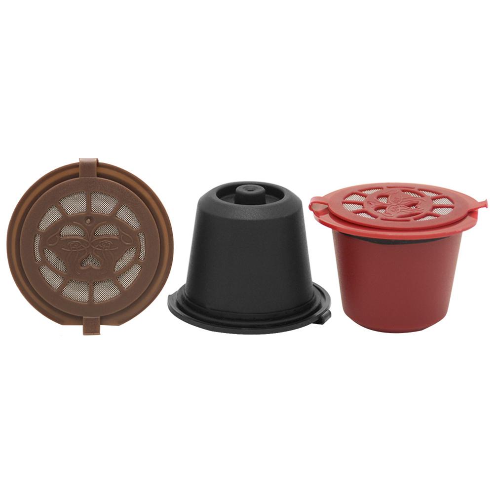 1/3Pcs Koffie Capsule Hervulbare Herbruikbare Herbruikbare Hervulbare Nespresso Machine Capsule Plastic Filter Cups Lepel Borstel: 38x38mm 04