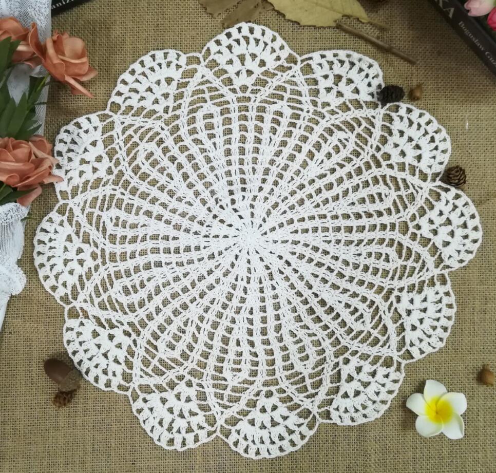 40cm Jahrgang Häkeln Tasse Pad Becher Deckchen Tischset Glas Bahn Weihnachten Tischsets Servietten Hochzeit Dekor Küche Tisch Matten