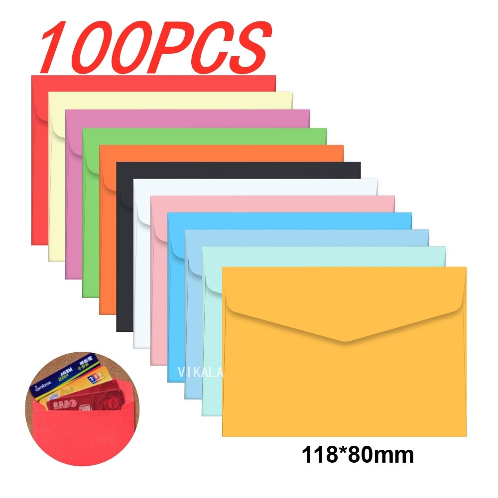 100 sztuk/partia cukierki kolor mini koperty DIY wielofunkcyjne Craft Paper koperta na list papieru pocztówki szkolne