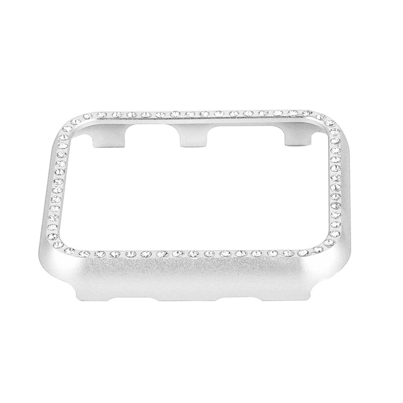 Crystal Diamond Aluminium Case Shell Voor Apple Horloge 44Mm 40Mm Beschermende Frame Cover Band 42Mm 38Mm iwatch Serie 5 4 3 2 Metalen: Zilver / for iwatch 42mm