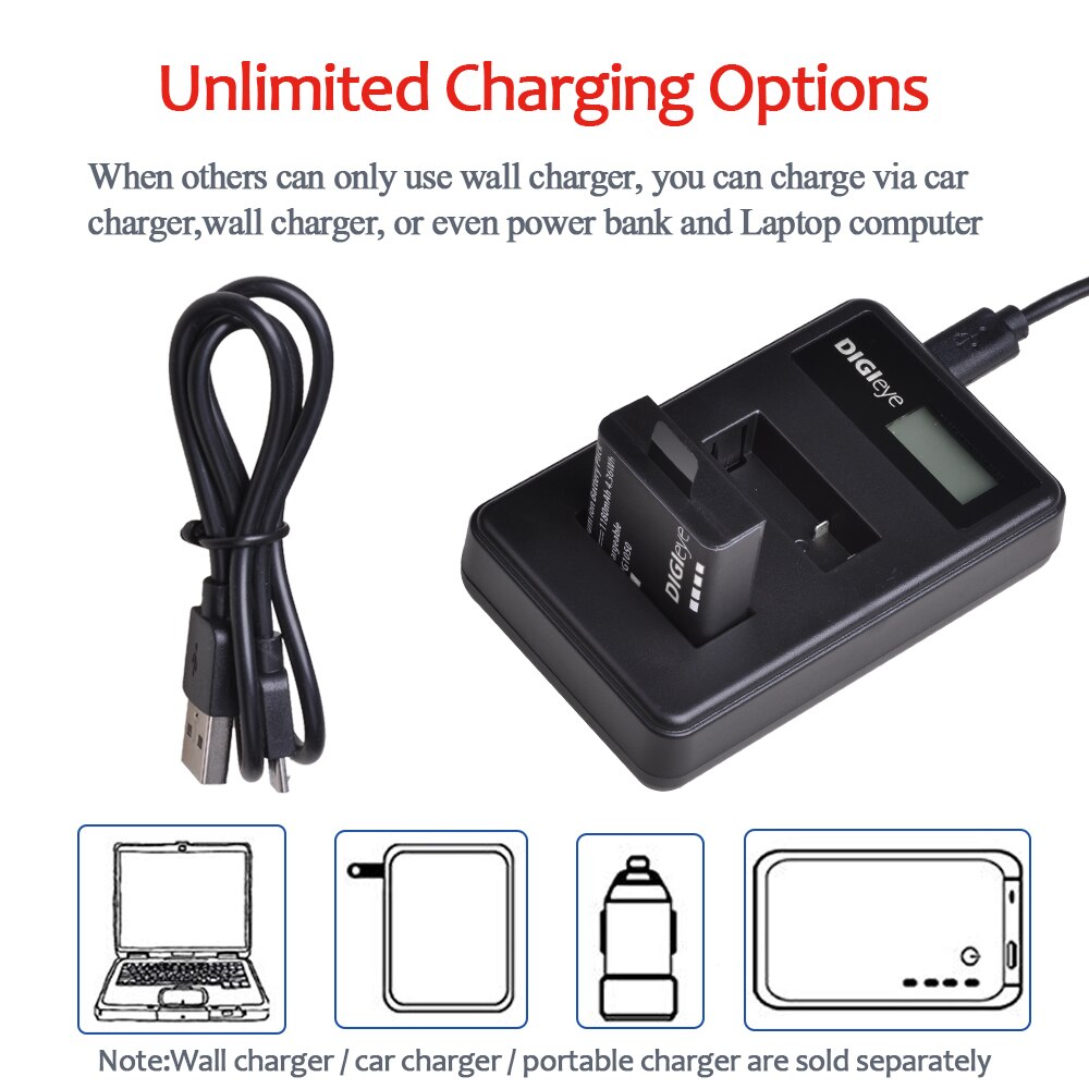 3Pcs 1180Mah PG1050 Oplaadbare Batterij + Lcd Dual Charger Voor 4K Action Camera Akaso EK7000 Eken H9R sjcam SJ4000 Dbpower