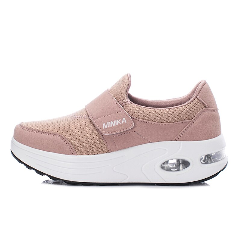 Platform minika shoes Sneakers Women Fitness Shoes Damping Sport Shoes Wedge Sneaker Breathable Mesh Casual deportivas con cuña