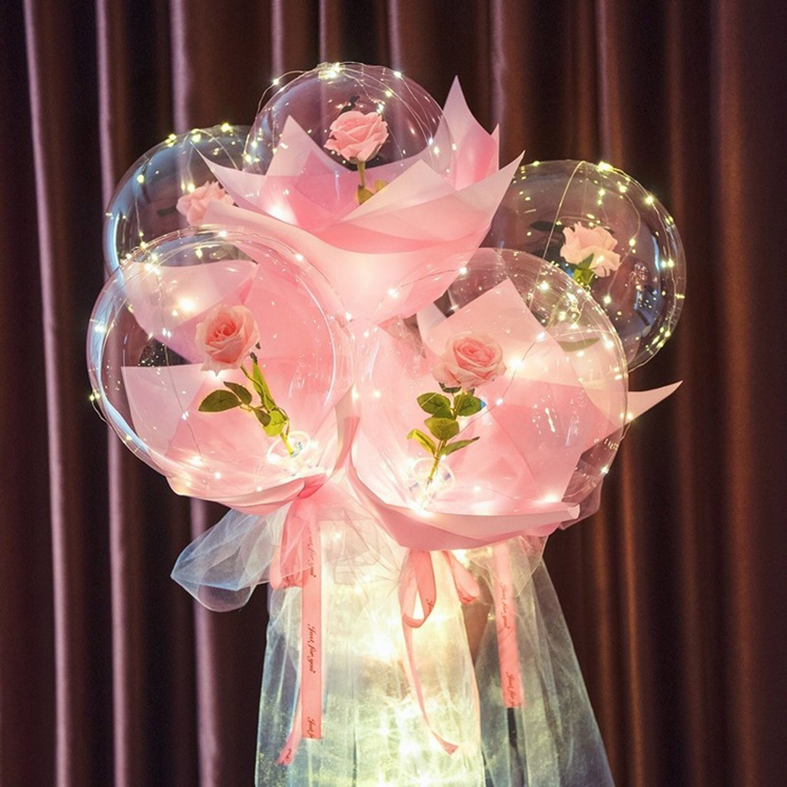 LED Leucht Ballon Rose Strauß transparent Ball Rose Valentinstag Geburtstag Party Hochzeit Dekoration Luftballons #35